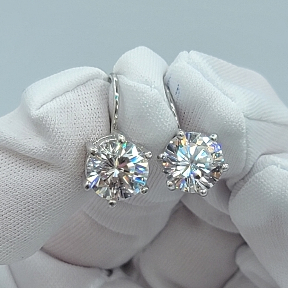 Silvertone Crystal Leverback Earrings #1332
